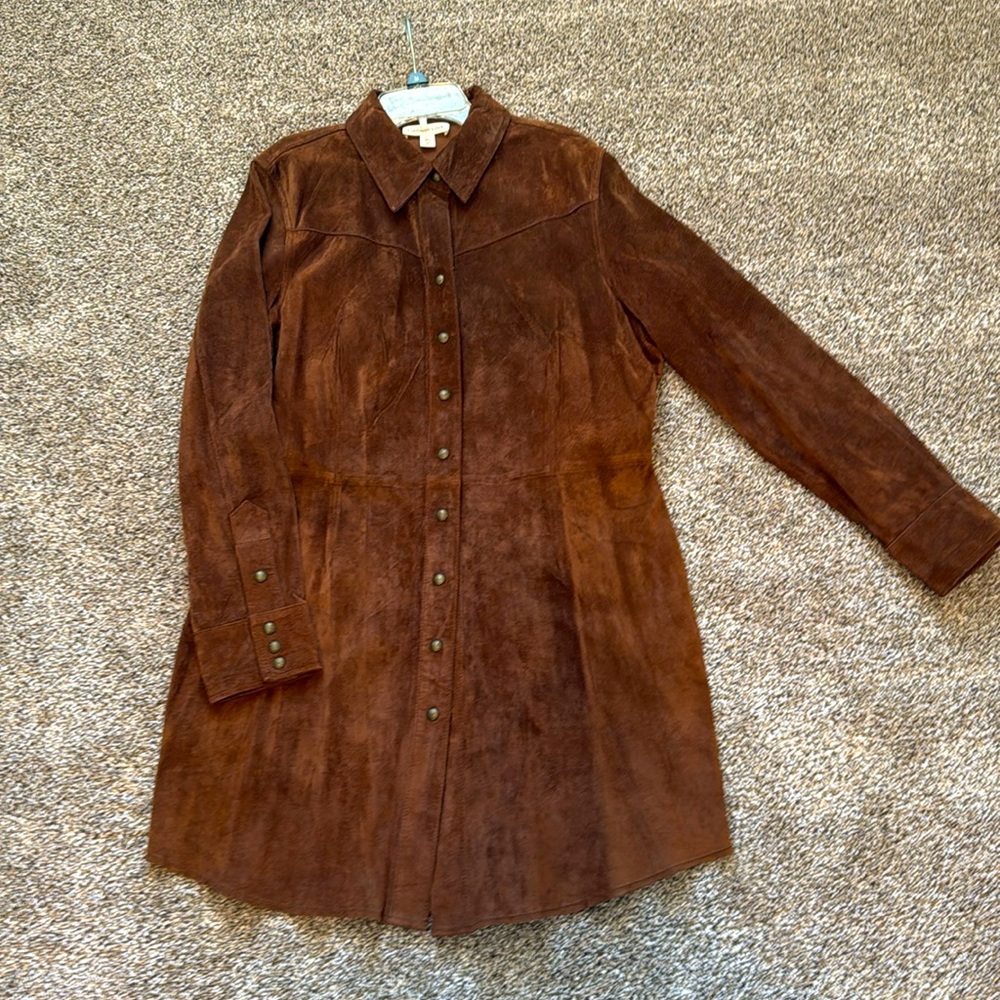 Chic suede leather duster
